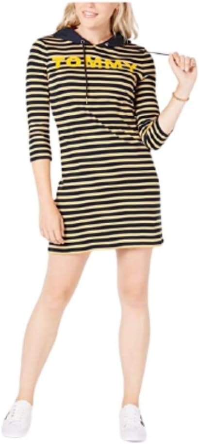 Tommy Hilfiger Womens Navy Striped 3/4 Sleeve Short Body Con Dress Size: M