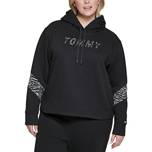 Tommy Hilfiger Sport Womens Plus Logo Animal Print Hoodie