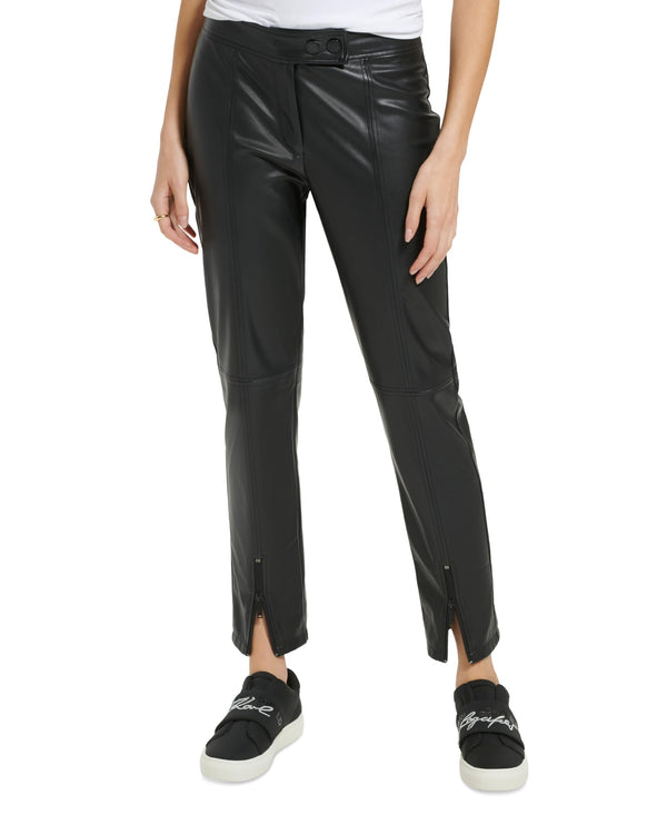 KARL LAGERFELD PARIS Women's Everyday Essential Button and Zipper Sports Pants, Black, 14