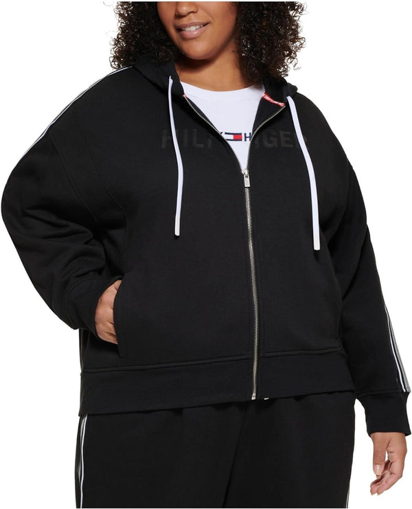 Tommy Hilfiger Sport Womens Plus Fleece Comfy Zip-Front Hoodie