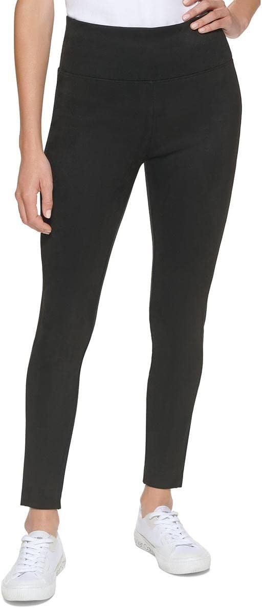 Calvin Klein Women's Faux Suede High Rise Trouser Pants Black L