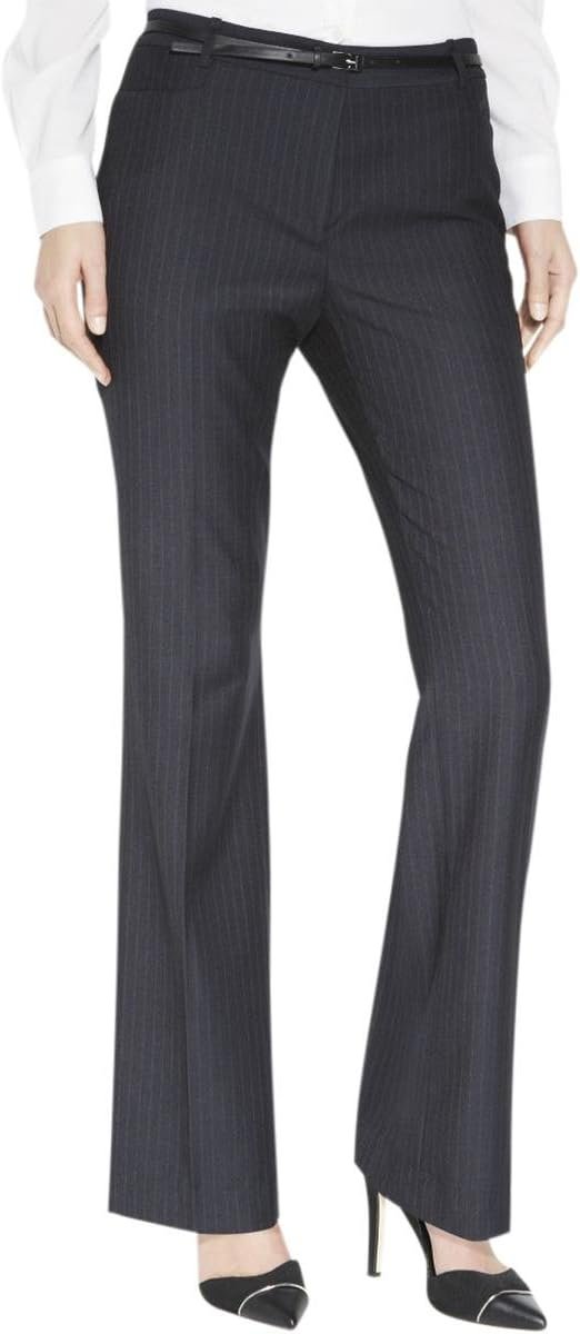 Calvin Klein Womens Petites Pinstripe Modern fit Dress Pants Gray 2P