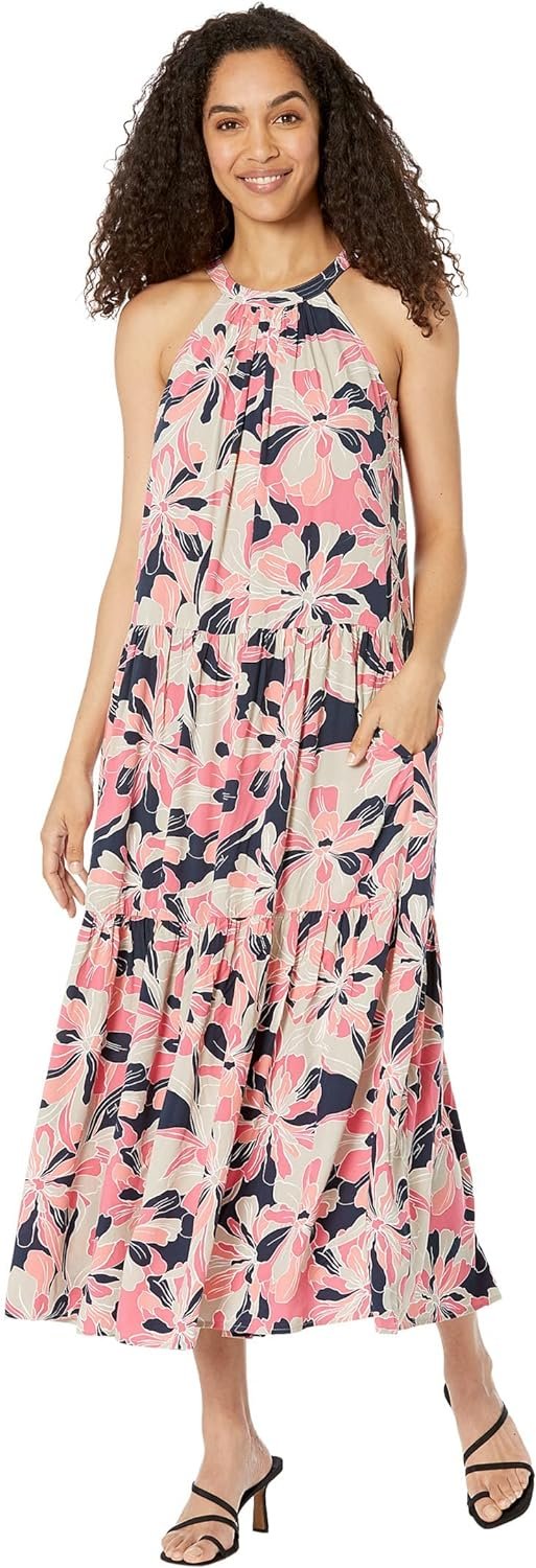 Tommy Hilfiger Womens Floral Halter Maxi Dress Rosette Multi XS (US 0-2)