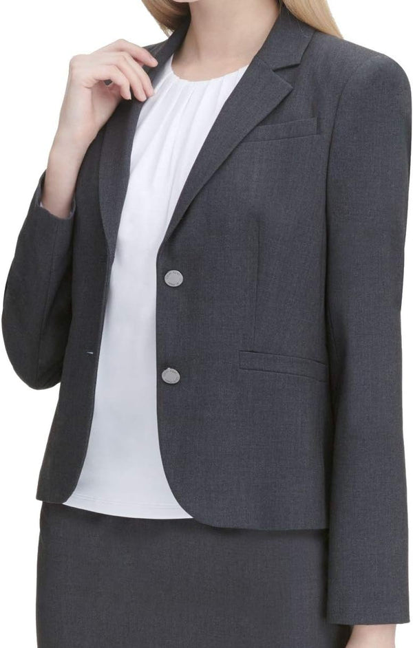 Calvin Klein Womens Gray Heather Wear To Work Blazer Jacket Petites 8P