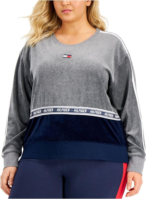 Tommy Hilfiger Sport Womens Plus Velour Fitness Sweatshirt