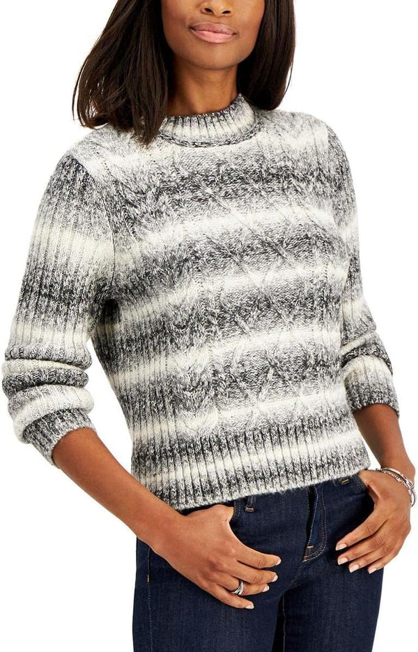 Tommy Hilfiger Womens Cable Knit Ombre Crewneck Sweater