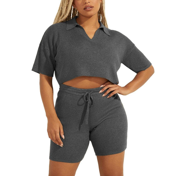 GUESS Womens Charli Cropped Oversized Polo Top Gray M