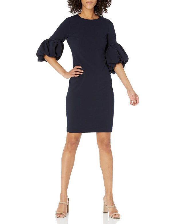 Calvin Klein Women's Dress Puff Sleeve,Indigo,8