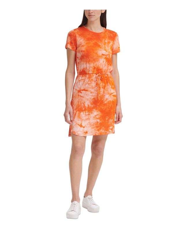 Calvin Klein Womens Tie-Dye Mini Athletic Dress Orange 6