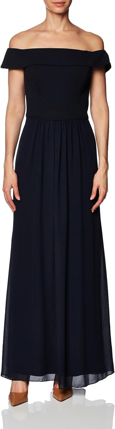 Adrianna Papell Women's Crepe Chiffon Gown, Midnight, 2