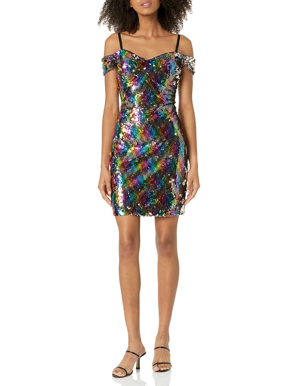 GUESS Women's Rainbow Sequins Party Dress