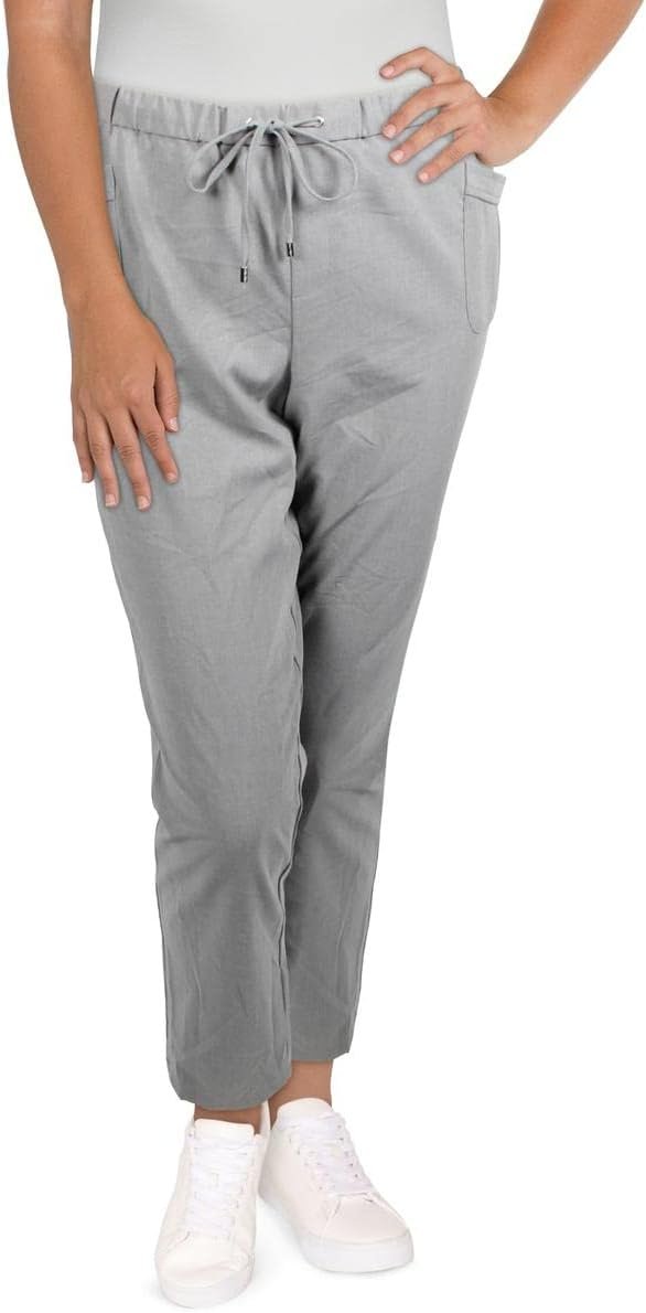 Calvin Klein Women's Heathered Stretch Dress Pants Gray L