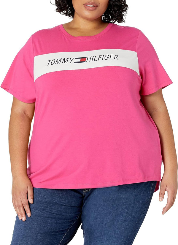 Tommy Hilfiger Women's Plus Short Sleeve Crew Neck Logo T-Shirt