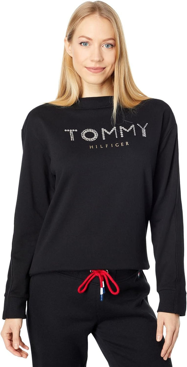 Tommy Hilfiger Womens Embellished Boatneck Sweater Black MD (US 8-10)