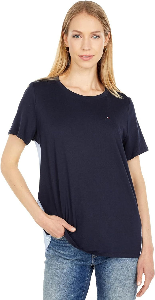 Tommy Hilfiger Womens Mixed Media Tee Sky Captain XS (US 0-2)