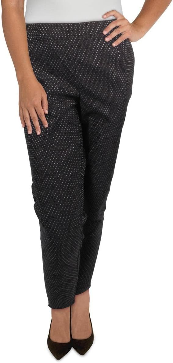 Calvin Klein Womens Plus Printed High Rise Dress Pants Black-Ivory 18W