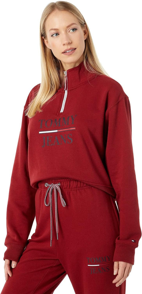 Tommy Jeans 1/2 Zip Crop Pullover Sundried Tomato MD