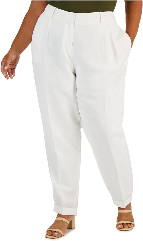 Calvin Klein Womens Plus Pleat Front Wear to Work Ankle Pants