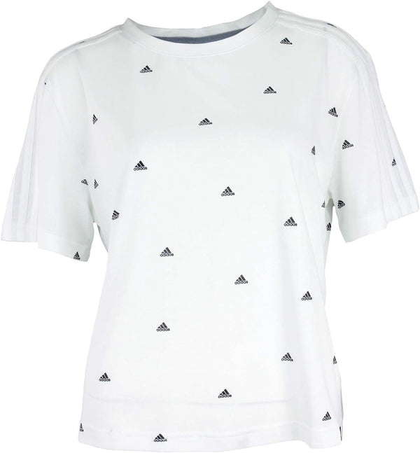 Adidas Womens White AOP ESS TEE Size XS