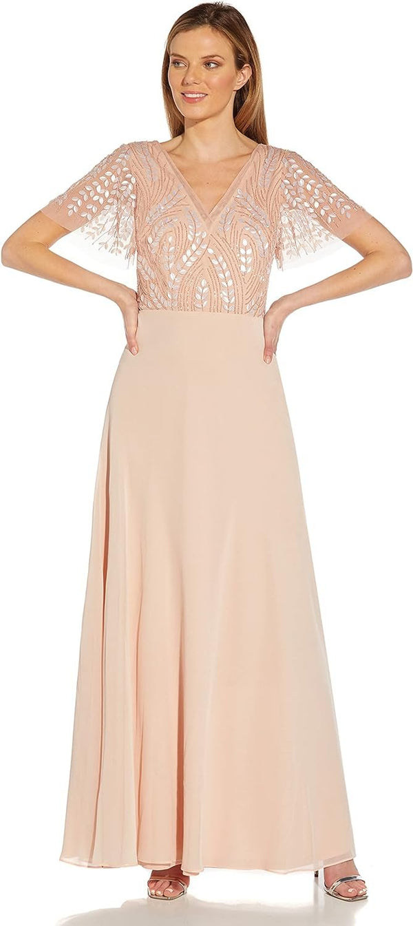 Adrianna Papell Women's Beaded Chiffon Gown