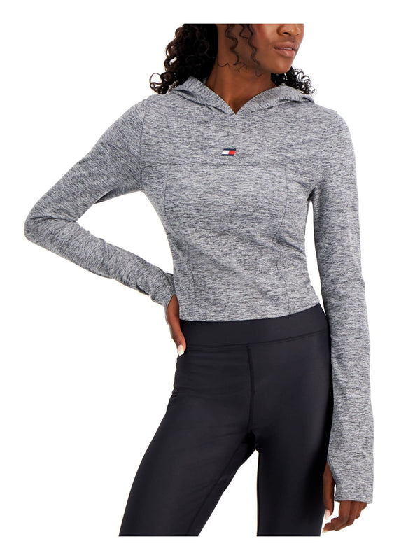 Tommy Hilfiger Sport Womens Cut-Out Fitness Hoodie Gray XL