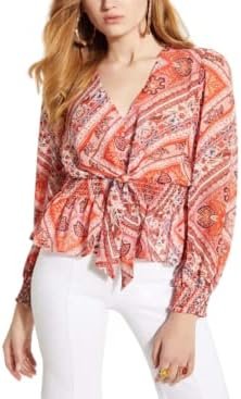 GUESS Bix Tie-Front Printed Top