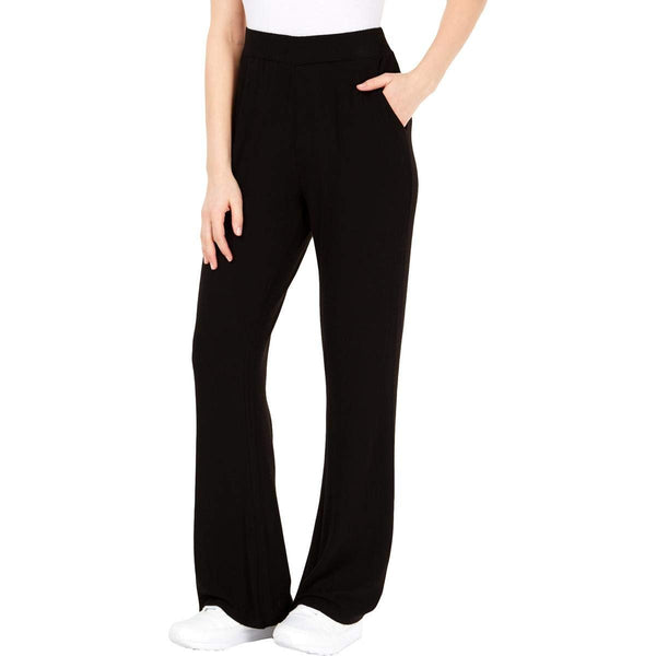 GUESS Womens Opal High-Waist Wide Calf Pants Black L