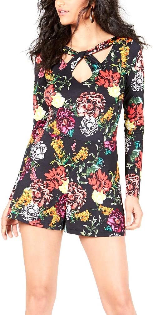 Guess Women's Long Sleeve Laurena Romper, Room of Blooms, XS