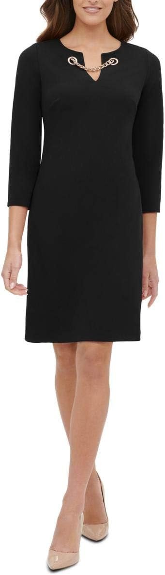 Tommy Hilfiger Women's Petite Chain-Neck Shift Dress