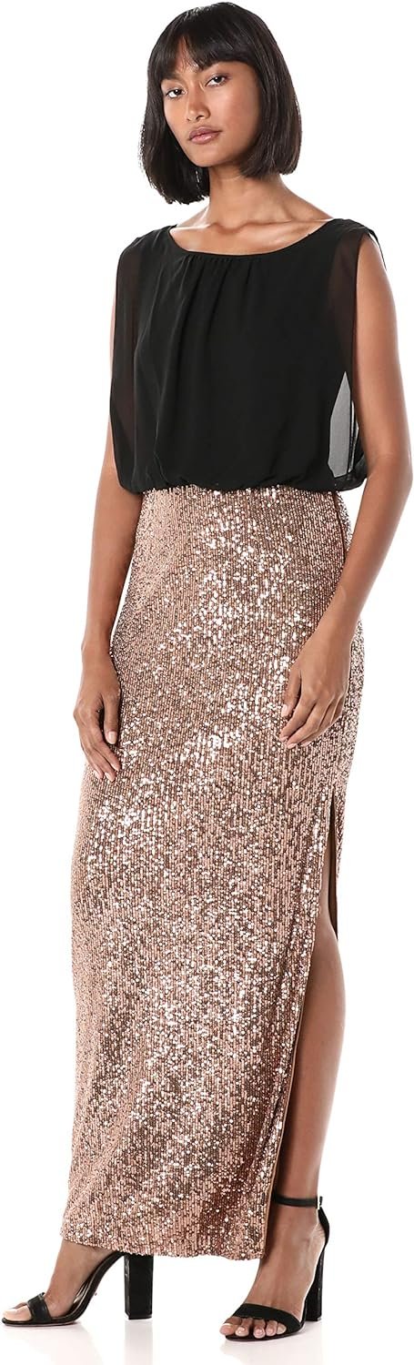 Calvin Klein Women's Blouson Gown with Embellished Detailed Skirt