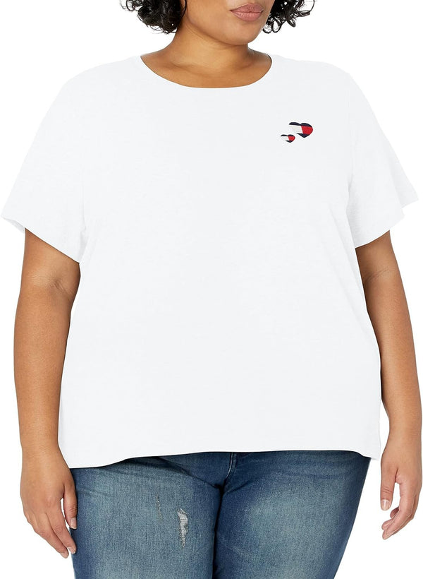 Tommy Hilfiger Women's Plus Size Hilfiger Double Heart Logo Tee