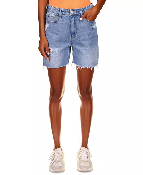 Sanctuary Women’s Sidewalk Destructed Cut-Hem Rigid Denim Jean Short in Fade