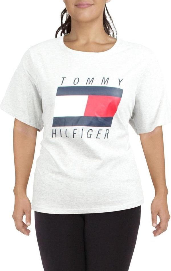 Tommy Hilfiger Sport Womens Plus Heathered Knit T-Shirt Gray 3X