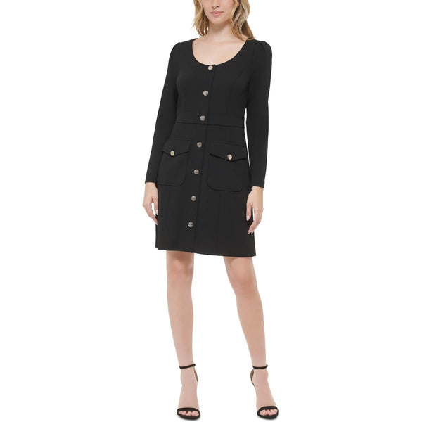 Tommy Hilfiger Womens Scuba 3/4 Sleeve Fit & Flare Dress Black 12