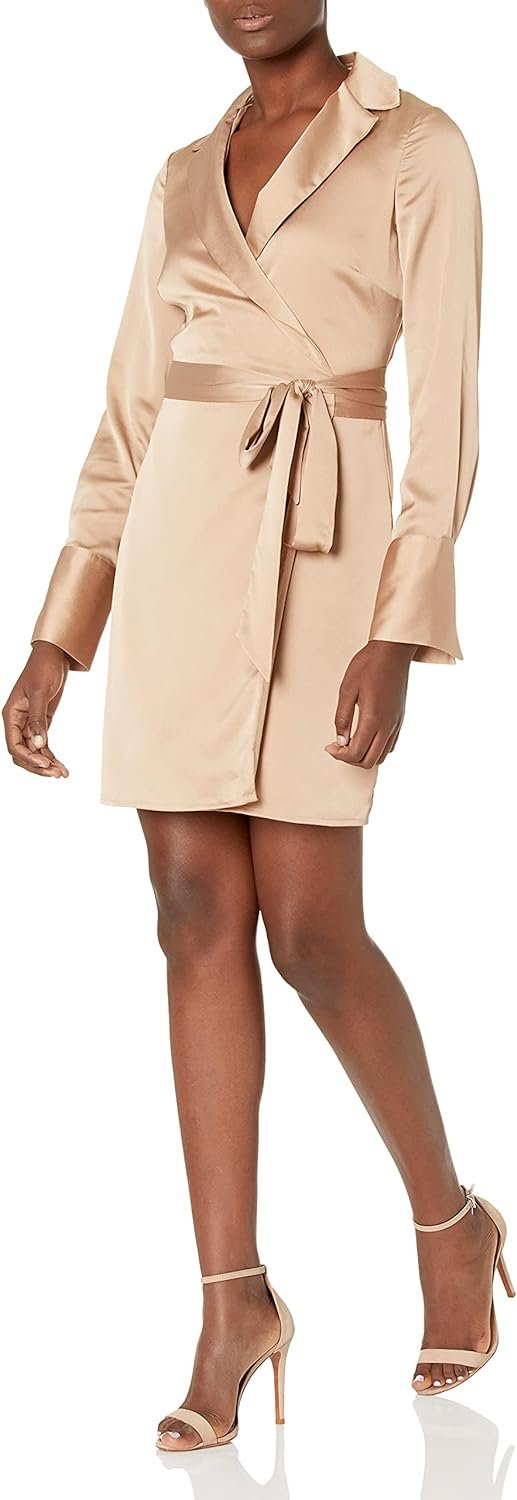 GUESS Women's Essential Long Sleeve Eden Wrap Dress