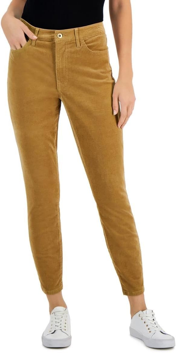 Tommy Hilfiger Womens Tribeca Corduroy Cropped Skinny Pants Tan 8